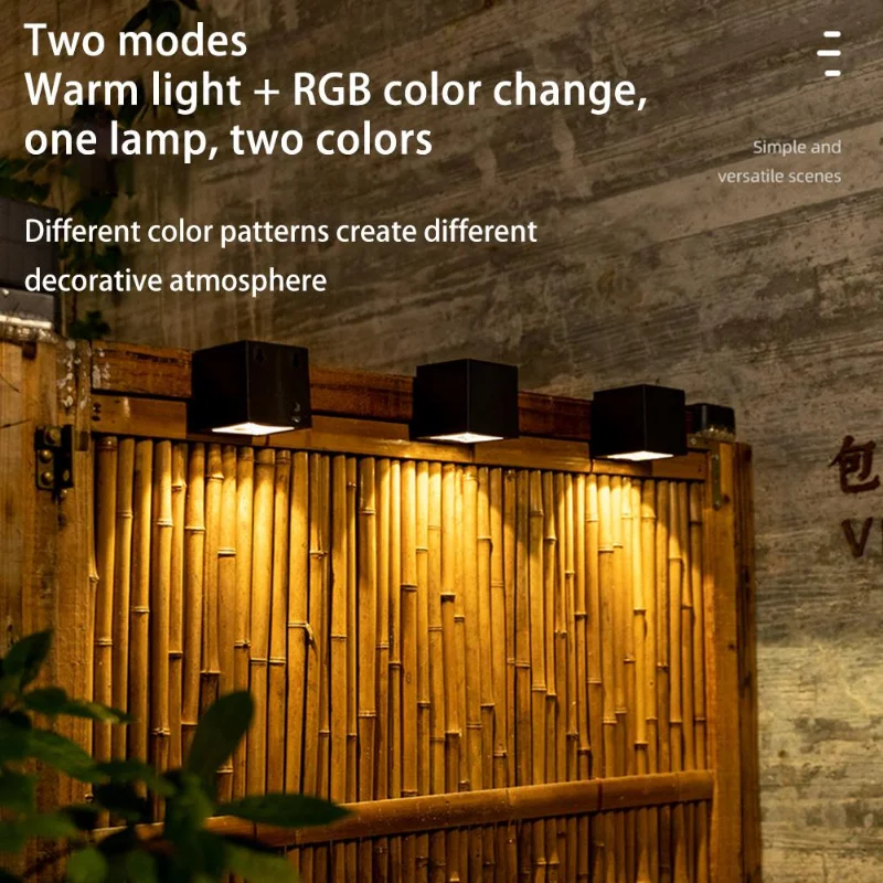 LED Solar Light Outdoor Garden Square Wall Lamp Outdoor Courtyard Garden Fence Lighting Wall Decoration Lamp 3