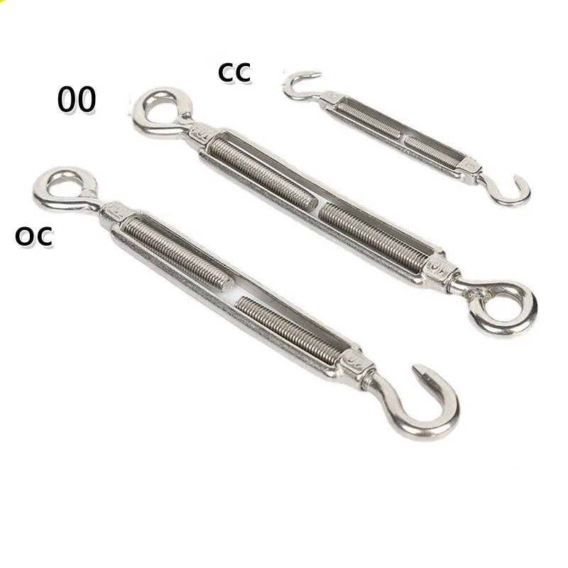 1Pcs M4 M5 M6 M8 M10 Stainless Steel 304 Adjust Chain Rigging Hooks & Eye Turnbuckle Wire Rope Tension Device Line Oc Oo Cc Type