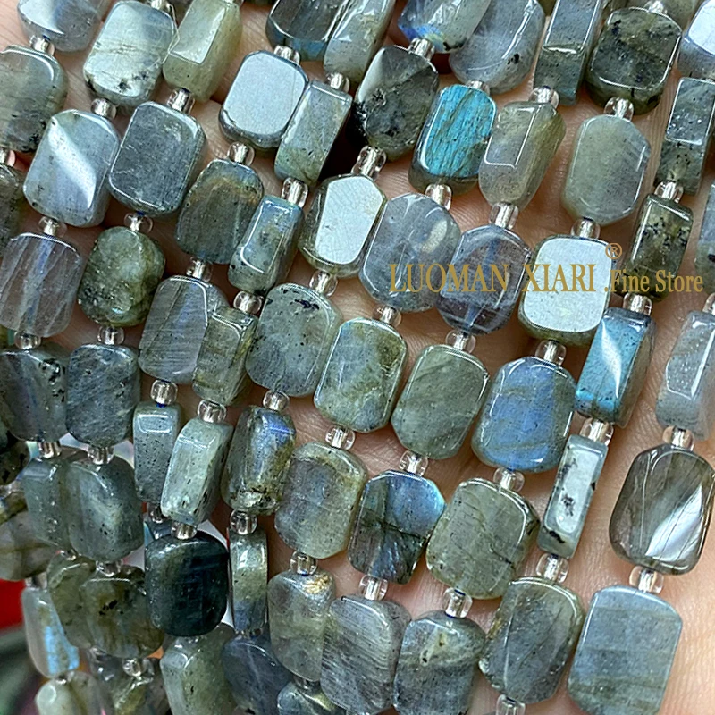 8x12MM Natural Stone AA Labradorite Irregular Rectangle Spacer Beads for Jewelry Making Diy Earrings Bracelet Accessories 3
