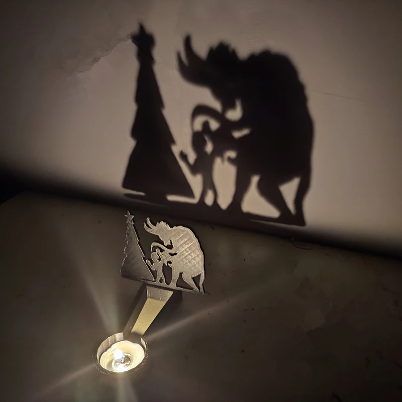 Christmas Krampus Scene Shadow Caster Novelty terror Candle Holder Shadow Projectors Indoor Halloween Decoration