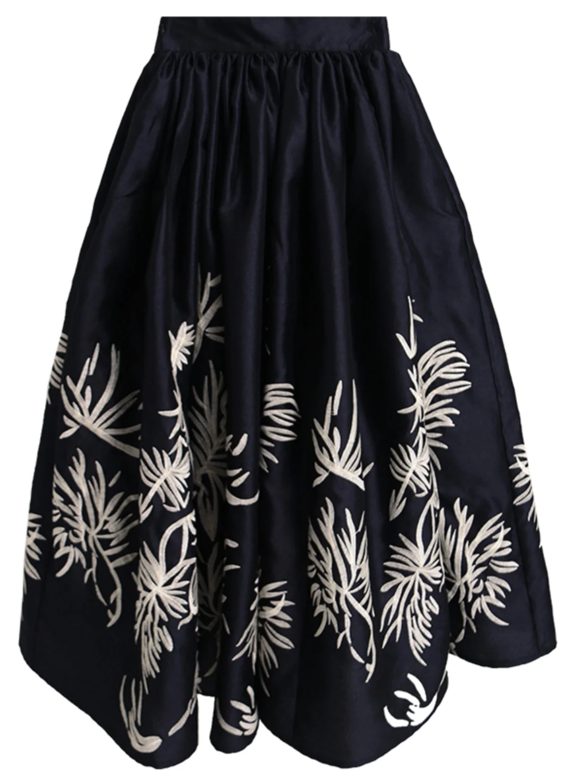 Original Palace Wind Embroidery Ultra Long Skirt 2023 New Autumn Elastic High Waist A-line Skirts Big Swing Ball Gown Skirt