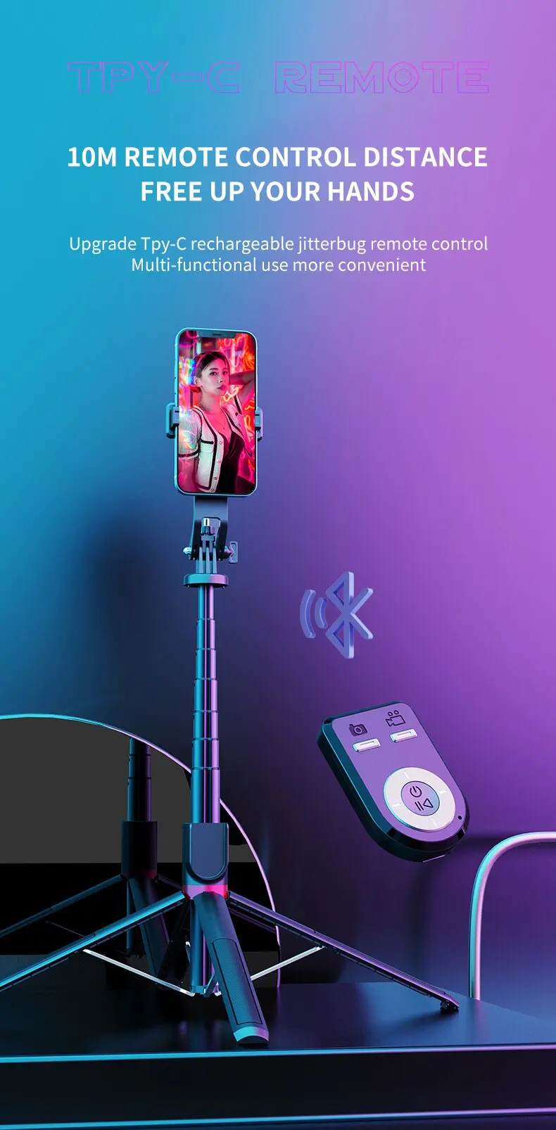 Bluetooth Selfie Stick Stativ Mit Fernbedienung Und Licht_voghion.com