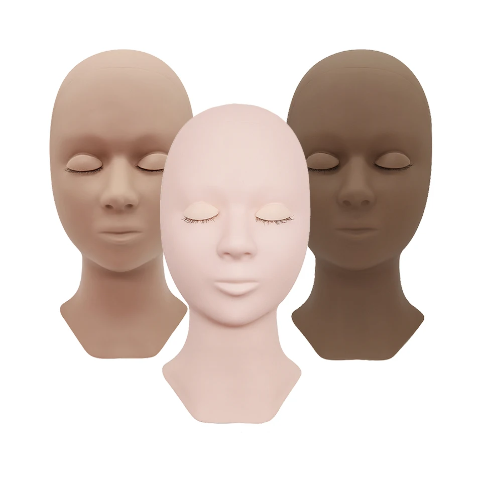 실리콘 마네킹 헤드 속눈썹 연장 연습 키트 (탈부착 가능한 눈꺼풀, 젤 소재, 메이크업 도구용 화장품 모델)