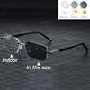 Rimless Cutting Edge Multifocal Photochromic Reading Glasses Color-changing Presbyopia Glasses Blocking Eye Protection Eyewear 3