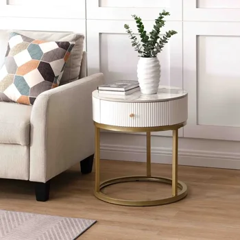 Marble Round Storage Nightstand 1