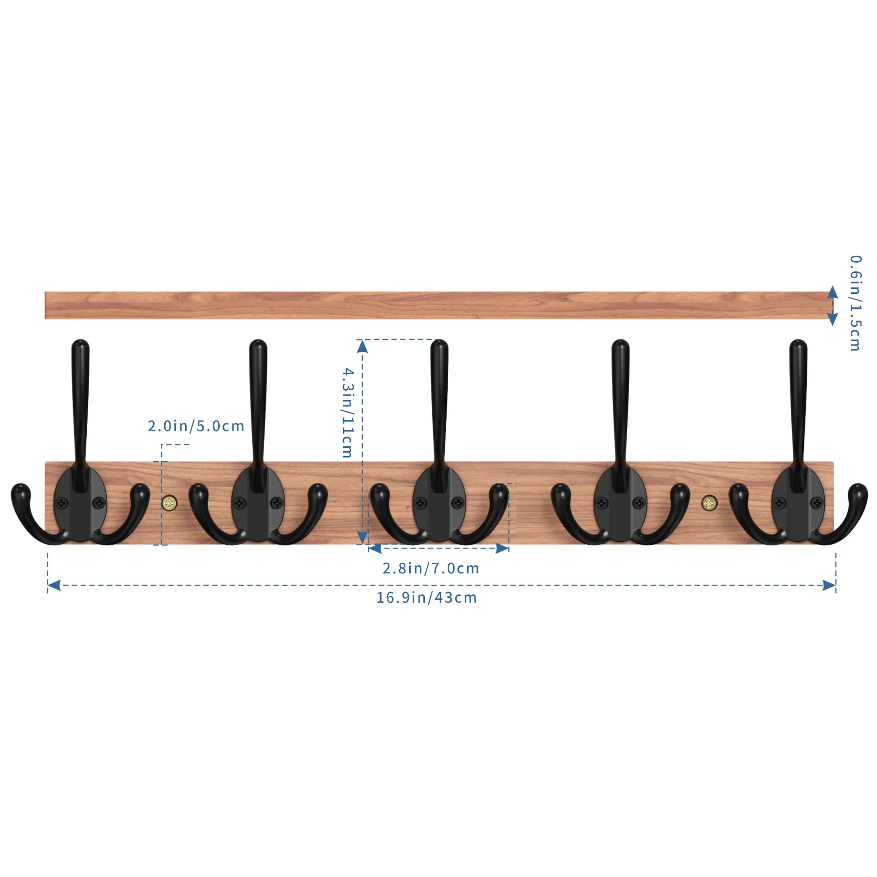 Wooden Coat Rack Wall Mount 5 Hooks Home Decor Entryway Wall Hooks Coat Hanger Hanging Towel Clothes Hat Key Holder clothes rack,clothes hook
