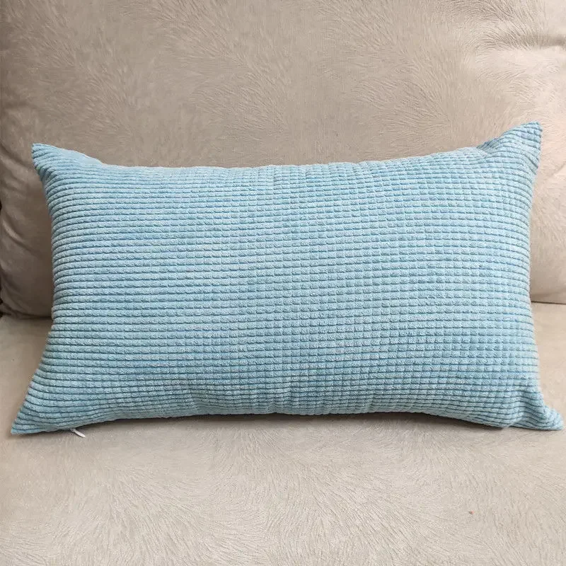 Nordic pillow case Solid Color Corn Velvet Sofa Waist Pillow Cover Rectangular Chair Backrest Back Cushion Bedside without Core