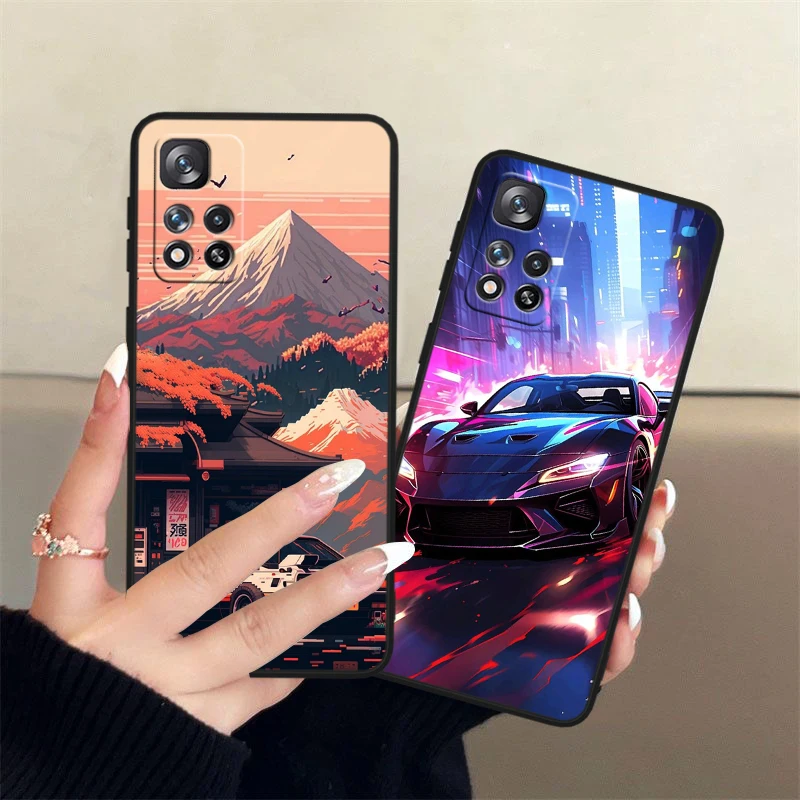 

Anime Sports JDM Car Cover For Redmi Note 13 12 11S 11 10S 10 Pro Plus Redmi 13 12C 10C Soft TPU Black Phone Case