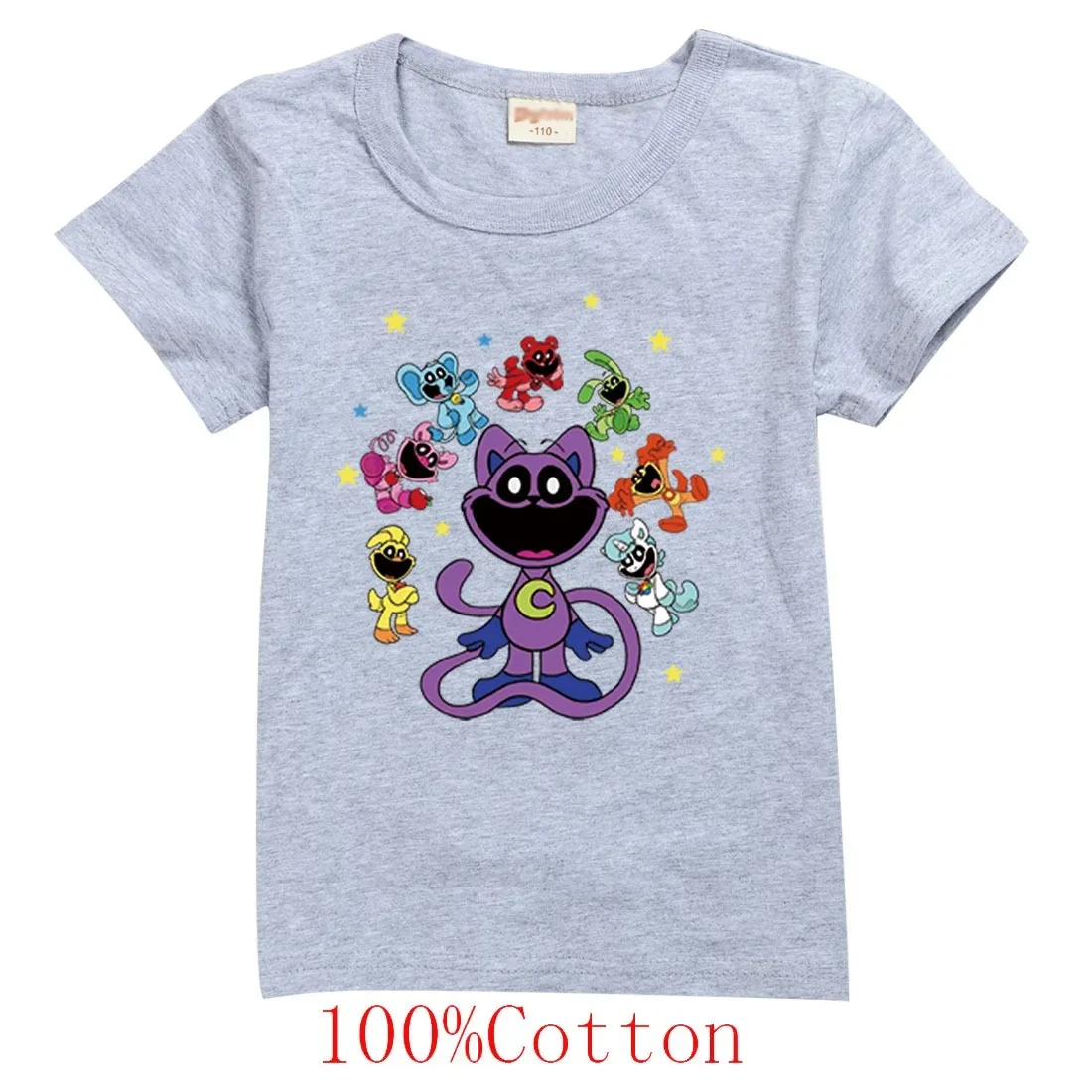 New Game Smiling Critters Tshirts Kids 2024 Summer Clothes Boys Cat Nap T-shirt Baby Girls Short Sleeve Tops Children's Clothing 2