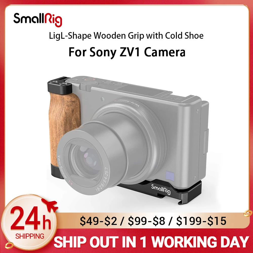 Smallrig Zv1 Câmera Vlog Rig L-forma Aperto de Madeira com Sapato Frio para Sony Zv1 Câmera Vlogging Acessórios 2936