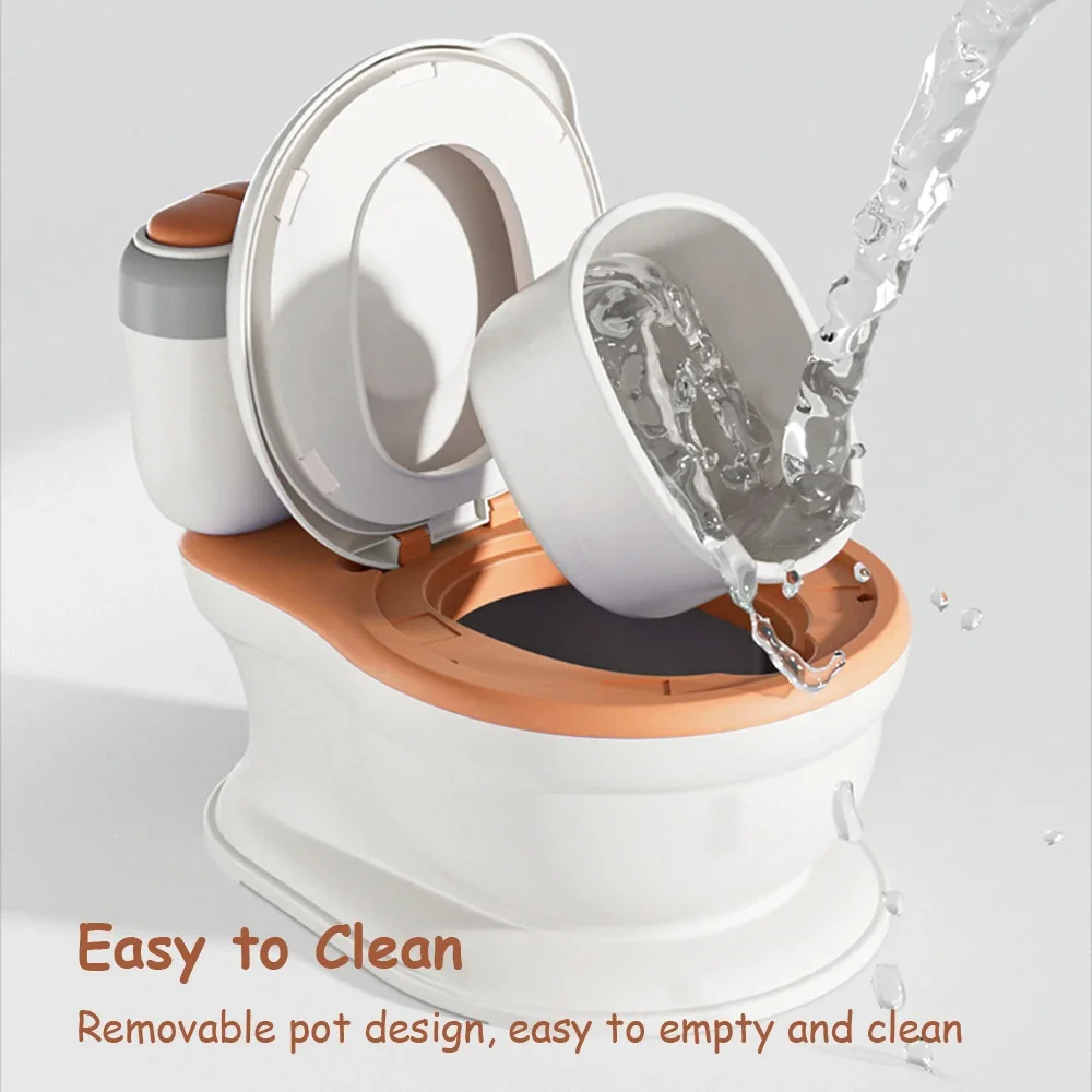 Baby Potty Toilet Seat Realistic Potty Training Seat for Toddlers Boys Girls Soft PU Pad Wipe Storage Music Playing Function 5