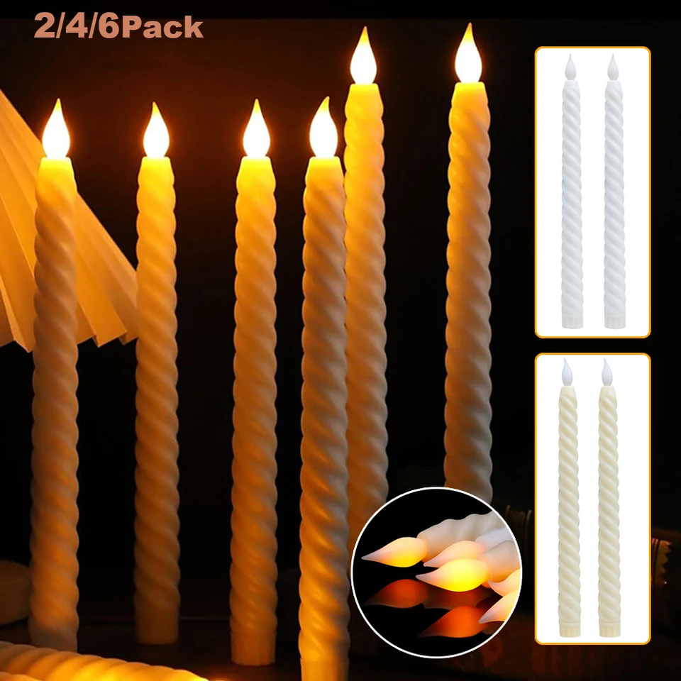 IOIO - Set di 3 candele di vera cera con telecomando e 48 LED che cambiano colore