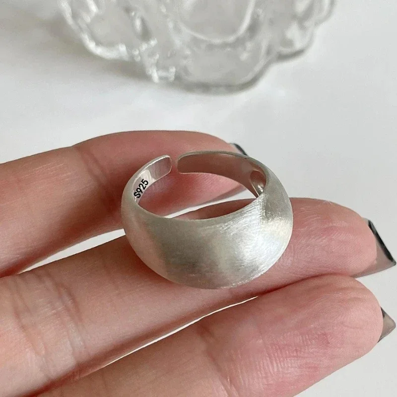 925 Sterling Silver Oval Ring Women Adjustable Open Vintage Ring Party Birthday Gift