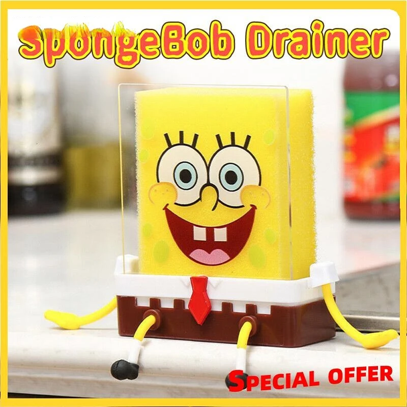

Kitchen Dishwashing Sponge Cartoon Brush Pot Sponge Holder Sink Drain Rack Basket Household Supply Accessories Cocina Gadgets