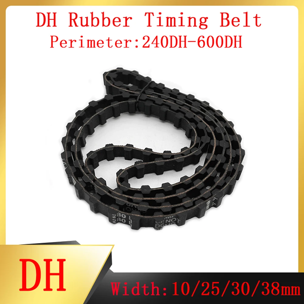 Double Sided Trapezoidal Tooth DH Type Perimeter=240DH~600DH Black Rubber Ring Synchronous Belt Width 10/25/30/38mm Pitch 12.7mm