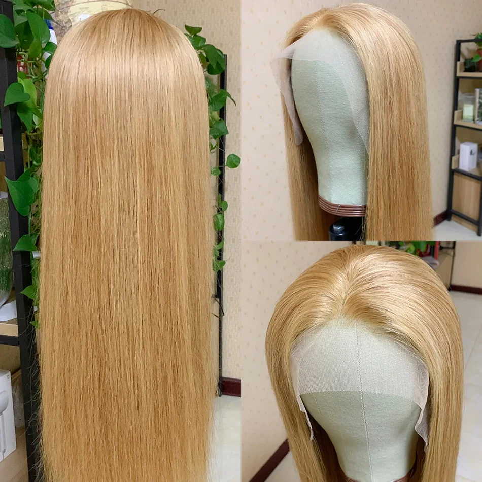 27 Colored Peruvian Straight Honey Blonde Lace Front Wigs  display picture 3