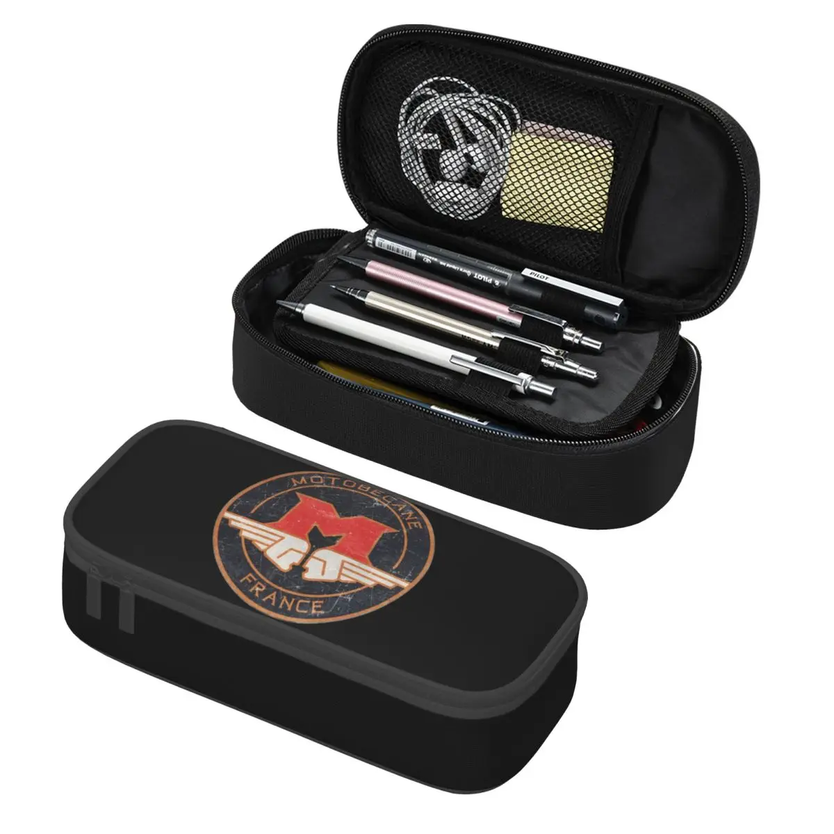MOTOBECANE . Retro Badge Pencil Cases Large Storage Pen Bags Pen Box Pencil Pouch For Boys Girls Students Stationery School