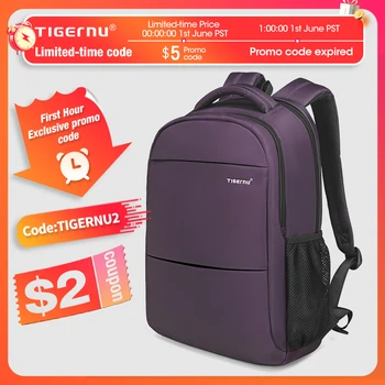 Tigernu Fashion Women Backpack Purple Anti Theft 15.6inch Laptop Backpack Female Waterproof Travel Backpack School Backpack Bags 1