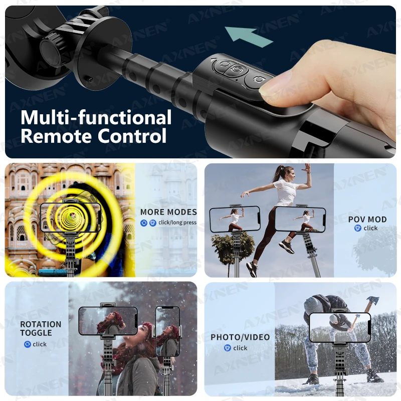 L18S Hand-Gimbal-Stabilisator für Android- und iPhone-Smartphones, 360°-Dreh-Selfie-Stick, Einbeinstativ, Stativ mit 3 Farben_voghion.com