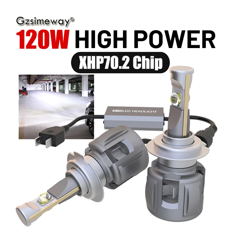 2Pcs H7 Ha Condotto La Luce H4 H1 Canbus Hb3 Hb4 9012 H8 H11 9005 9006 D2S Del Faro Dell'Automobile Della Lampadina 30000Lm Xhp70 Chip Di 5500K Lampad