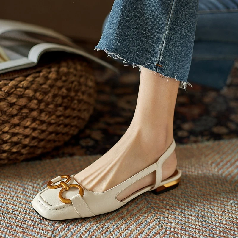 Fashion Women Sandals Elegant Casual Shoes for Woman 2022 Slip On Ladies Flats Office Party Square Heels Sandals Zapatos Mujer