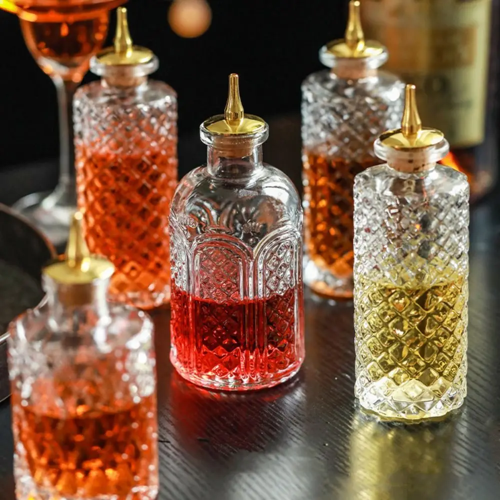 Exquisite Vintage Bottle of Bitters Luxury Glass Via Bitter Dispenser Bottle Multi-function Sealing Dash Bottle Whisky 4