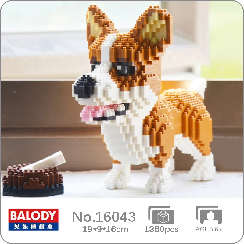 Balody 16043 Animal World Welsh Corgi Dog Bone Food Bowl Pet Doll 3D Mini Diamond Blocks Mattoni Giocattolo Da Costruzione Per Bambini No Box