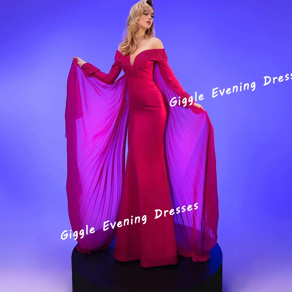 

Giggle Crepe Elegance Pleating Prom Gown Saudi Arab Nobility Close Fitting Floor-Length Evening Party Dresses for Women 2024