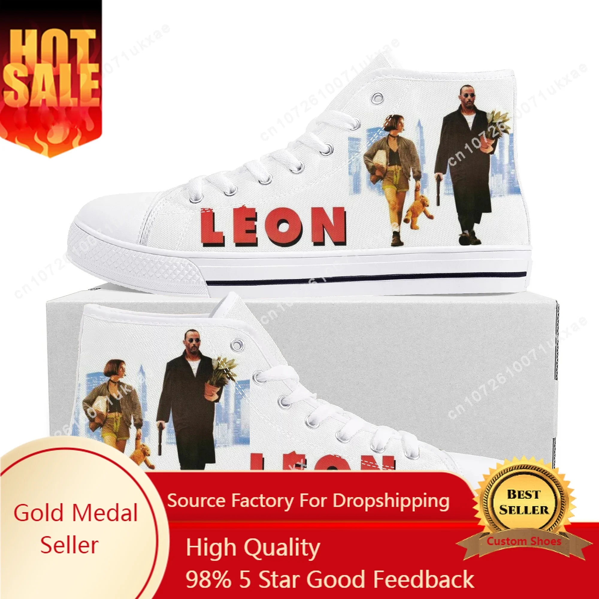 

LEON The Professional Léon High Top Sneakers Mens Womens Teenager Canvas High Quality Sneaker Casual Custom Shoes Customize Shoe