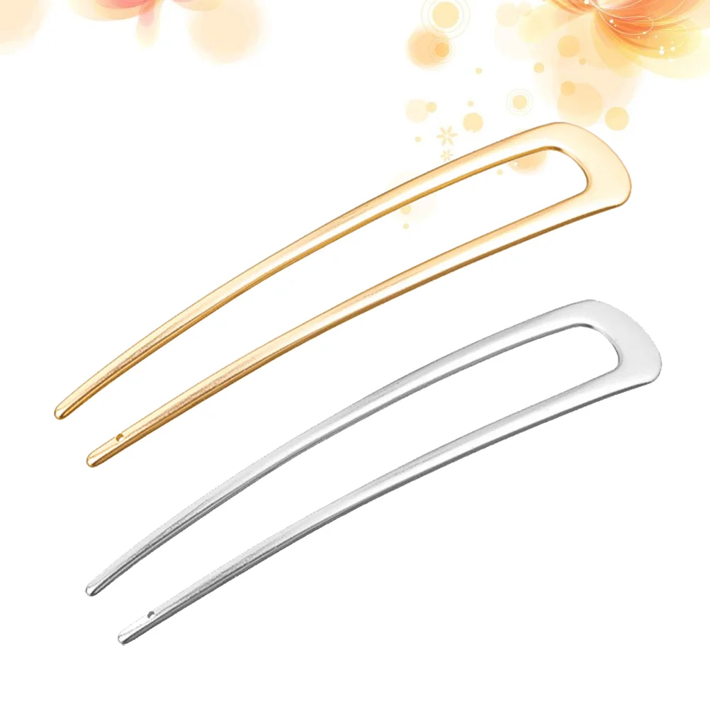 

4 PCS Styling Tools & Accessories Clips Styling Tools & Accessories U Shaped Fork Gold Updo French Claw Stick Simple