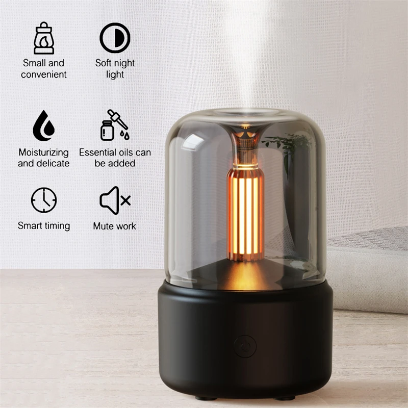 120ML Creative Candlelight Aromatherapy Diffuser Portable Mini USB Air  Humidifier Sprayer LED Night Light Essential Oil Diffuser - AliExpress