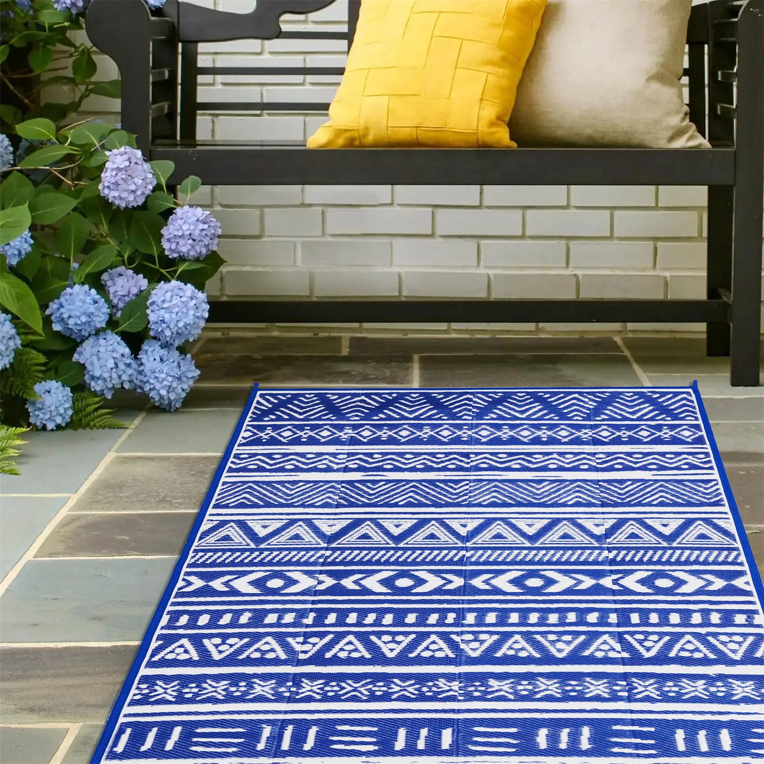 Znz Custom Large PP Foldable Waterproof Woven RV Patio Outdoor Rug