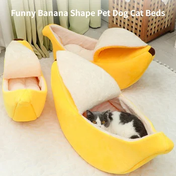 Banana Cat Bed House For Winter Funny Cute Cozy Cat Mat Beds Warm Durable Portable Pet Basket Kennel Dog Cushion Cat Supplies