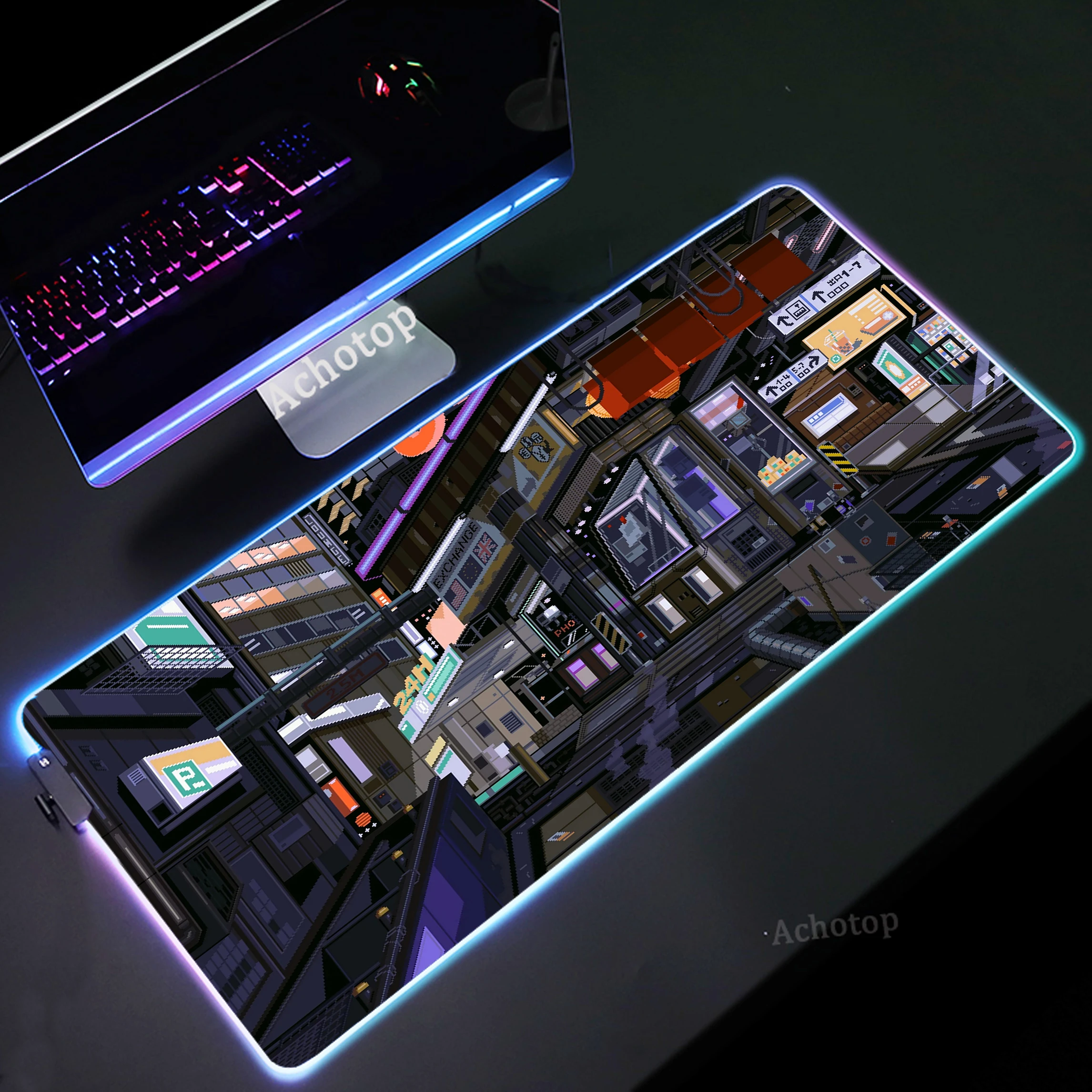 

RGB Game Mouse Pad Gaming Pixel Mousepad 90x40 Large Computer Mouse Mat Locking Edge Rubber Mousemat LED Backlit Keyboard Pads