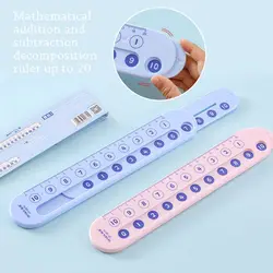 Plastic Math Decomposition Ruler Portable Pink/Blue Addition Ruler Within 20 Teaching Demonstration Subtraction Ruler