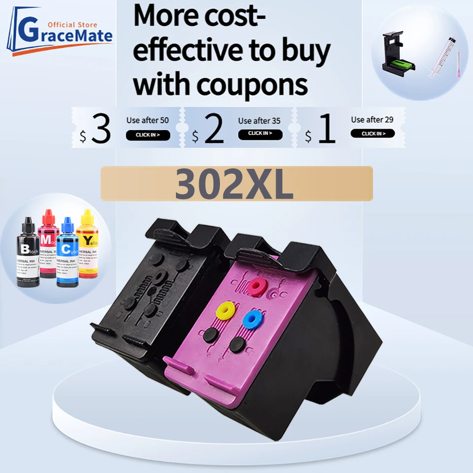 Chip Nivel Tinta Penguin 302XL (1 Negro) Cartucho De Tinta Remanufacturado Para HP 302xl 302 XL Compatible Con Deskjet 1110 1111 2130 3630 Envy 4510 4520 Officejet 3830 4650 5252 5260 5264 Impresora Cartuchos Tinta HP 302XL