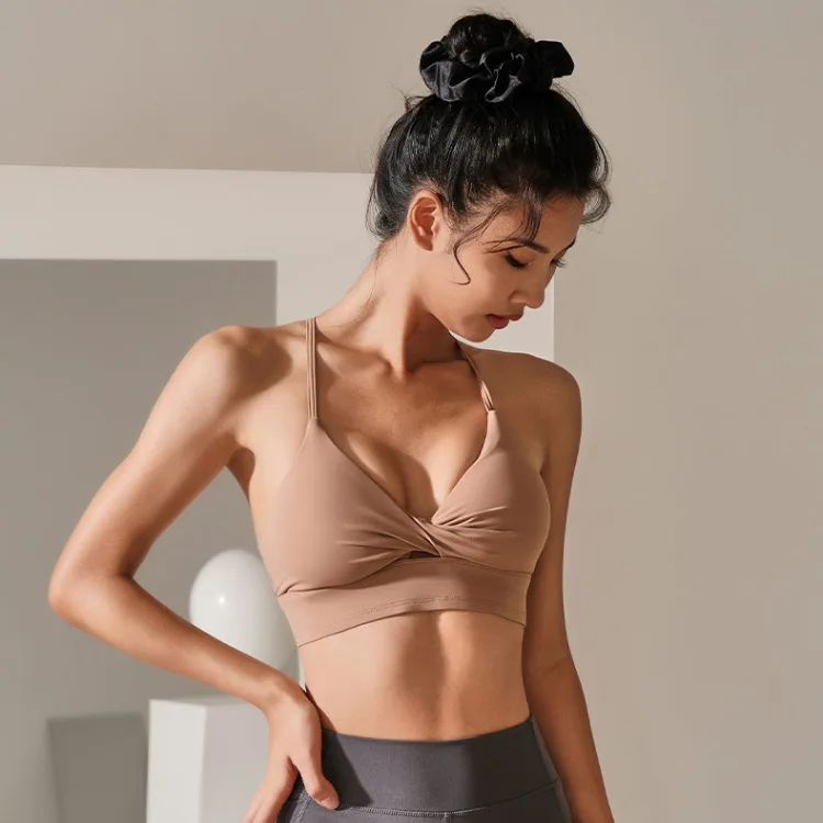 

New Sexy Fitness Yoga Bra Lady For Women Gym Backless Cross Back Sports Bra