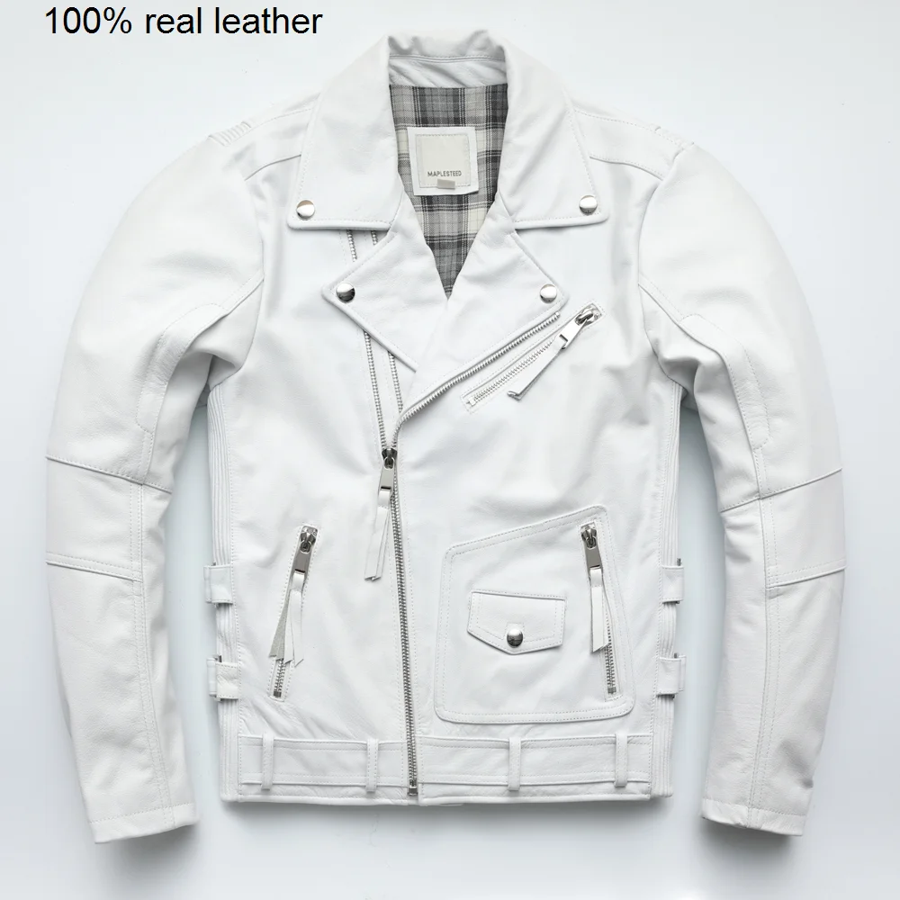 

Мужская мотоциклетная куртка цвета белого хаки, винно-красная байкерская куртка из 100% воловьей кожи, мужское кожаное пальто, зимняя теплая M455