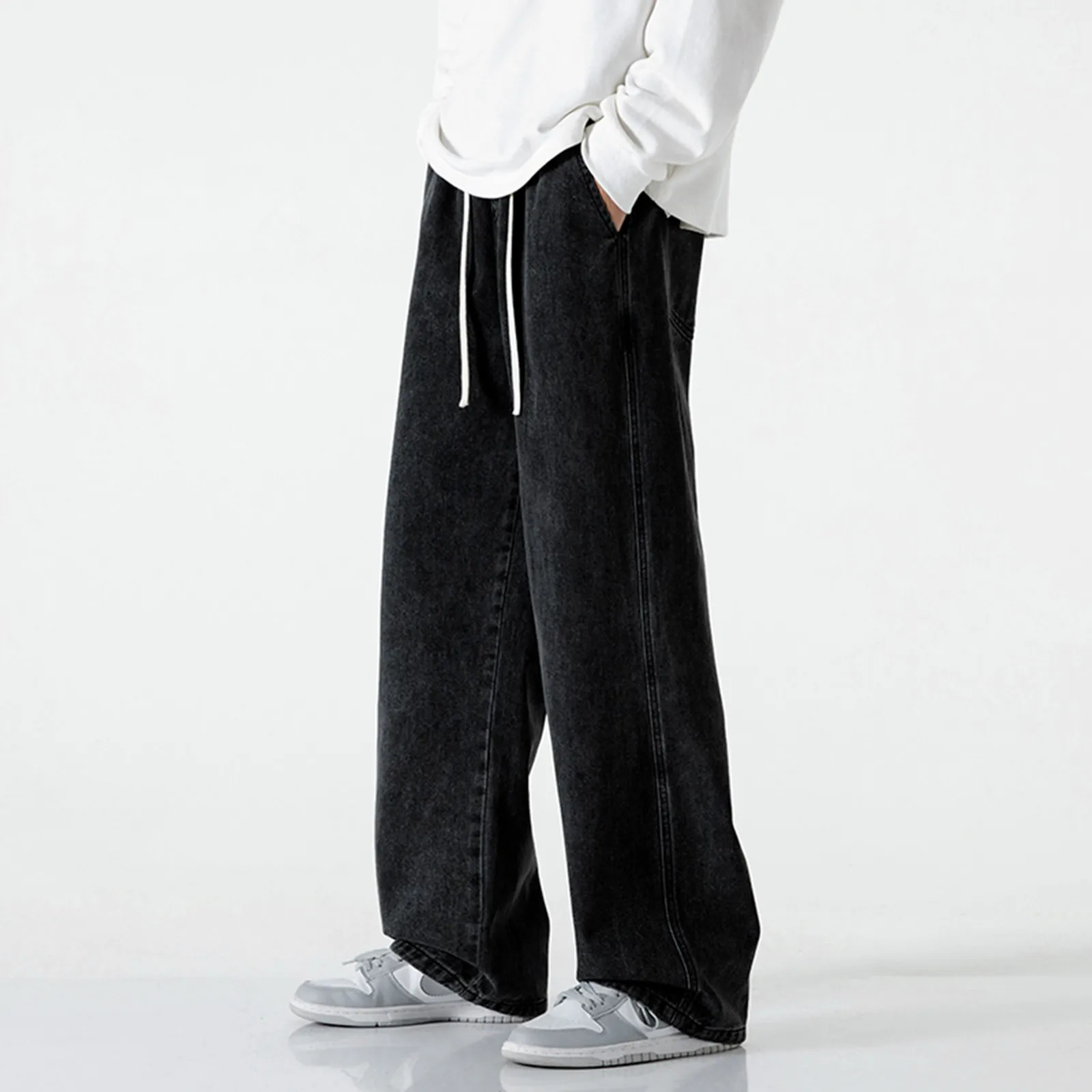 

2023 Versatile Trend Fashion Men Straight Tube Loose Pocket Denim Pants Men's Hip Hop Casual Wide Leg Jeans Trousers Streetwear