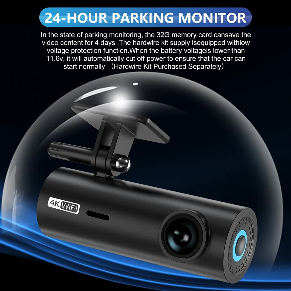 WHEXUNE LF10 UHD 4K ̴  ķ, ڵ ڴ,  ڵ DVR, 150   ī޶, 2160P  , ⺻  ķ
