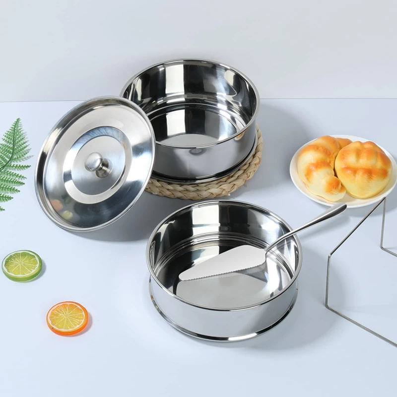 L99A-2-Tiers Stainless Steel Steamer 2.4 Quarts Capacity With Lid Stackable Flan Pan Mold Nonstick Steamer Insert Pans