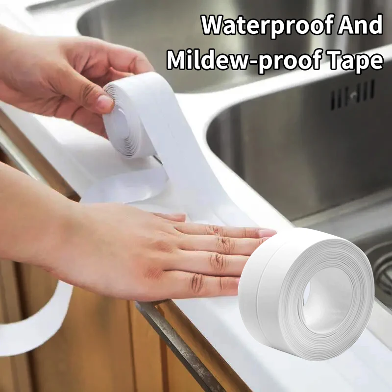 3.2M Self-adhesive Sealing Tape PVC Oil-Proof Kitchen Sink Edge Caulk Tape Waterproof Bathroom Toilet Corner Wall Sticker