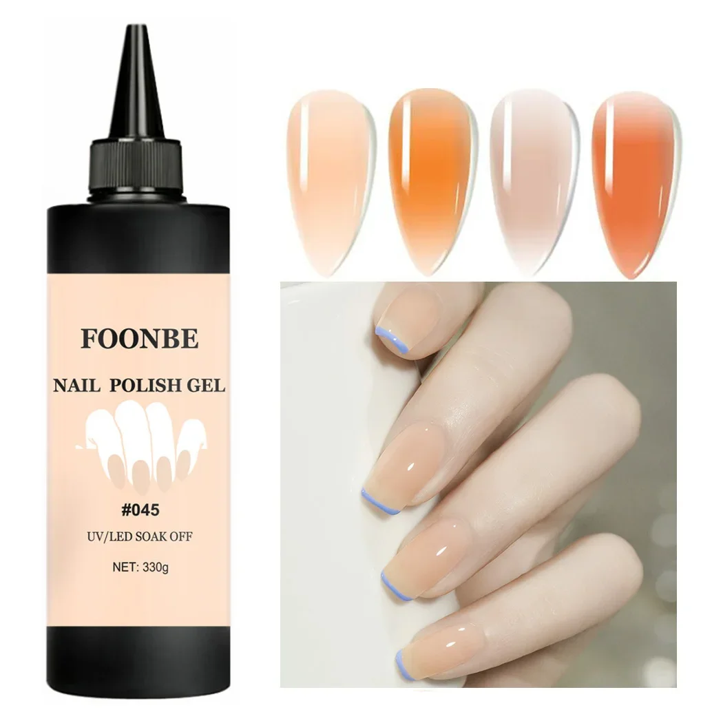 

330g Jelly Gel Nail Polish Transparent Pink Nude Manicure Top Coat Semi-Permanent Polish Soak Off UV LED Gel Art Nail Varnish