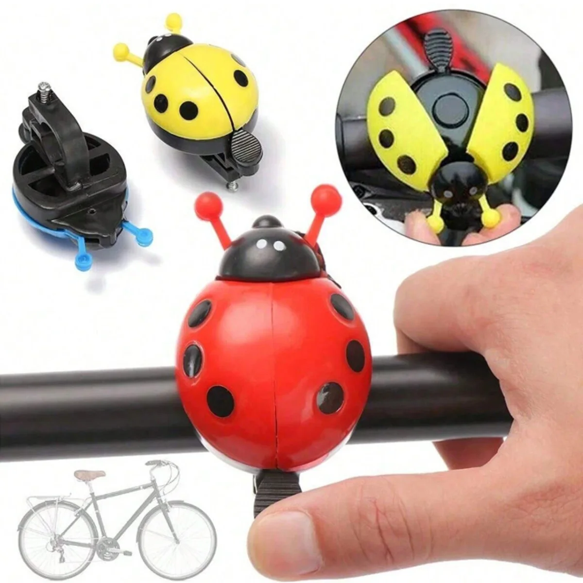 Ladybug Shaped Bicycle Bell Plastic Loud Sound Suitable for Children Adults Sports Outdoor Parts