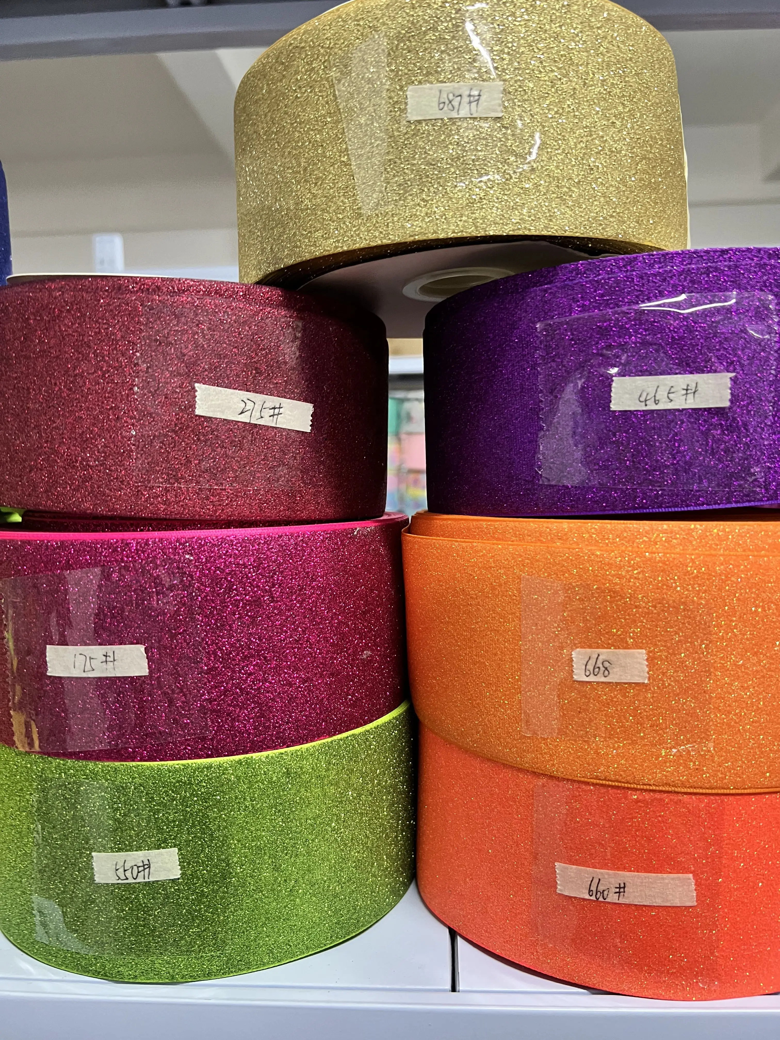 BOCA 75MM Solid Glitter Ribbon 50 Yards Per Color