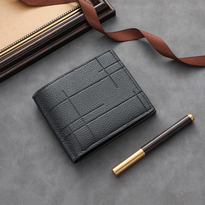 Men's Short Youth Wallet Fashion Document Package Solid Color Soft Leather Wallet Large Capacity Multiple Card Slots Purse