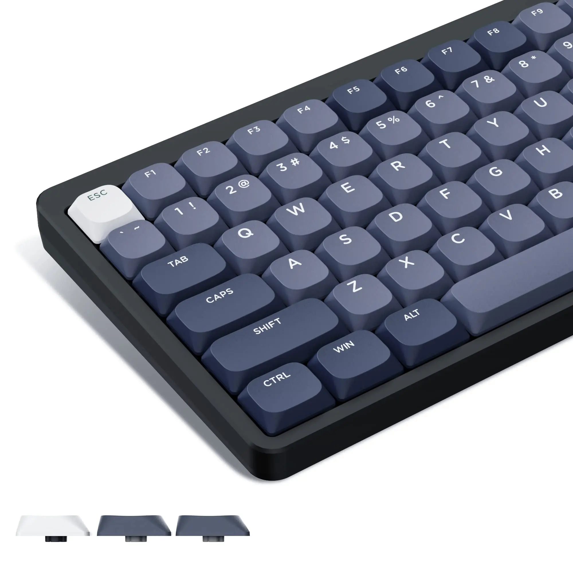 Kit de Teclado Gaming Mecânica Low Profile Cinza Pbt Keycap Caps Chave Double Tiro para Cereja 60 75 Switches Gateron mx 144 Chave