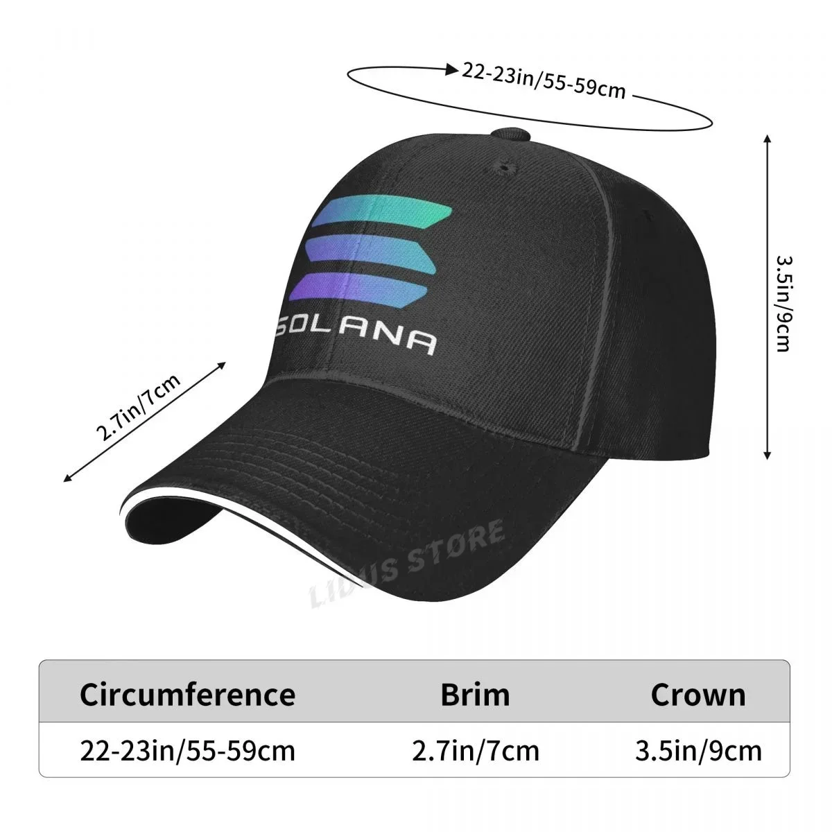 Solana Crypto Solana Sol Baseball Cap Hat Hip Hop Women Sun Czapka Casquette Casual Mens Outdoor Fish Bonnet 3