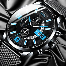 2022 Watches Mens Fashion Calendar Watch Men Business Stainless Steel Mesh Belt Quartz Wrist Watch Male Clock relogio masculino