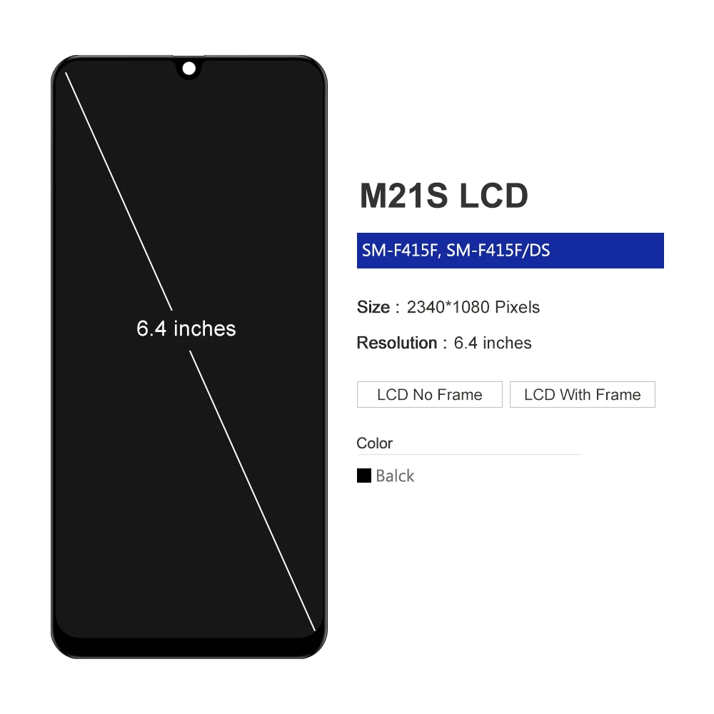 Фото 6,4 ''для AMOLED для Samsung M21s ЖК-дисплей сенсорный экран дигитайзер в сборе Замена для Samsung M21s SM-F415F/DS дисплей №3